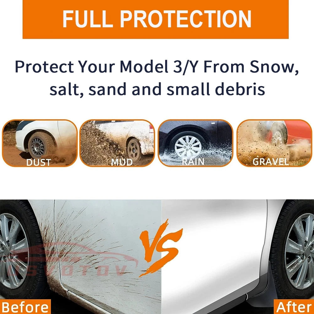 Soft Mud Flaps For Tesla Model 3 Y Juniper 2025 2024 Accessories TPE Mudguards Fender Anti-Snow Anti-Sand Guard Protector Cover