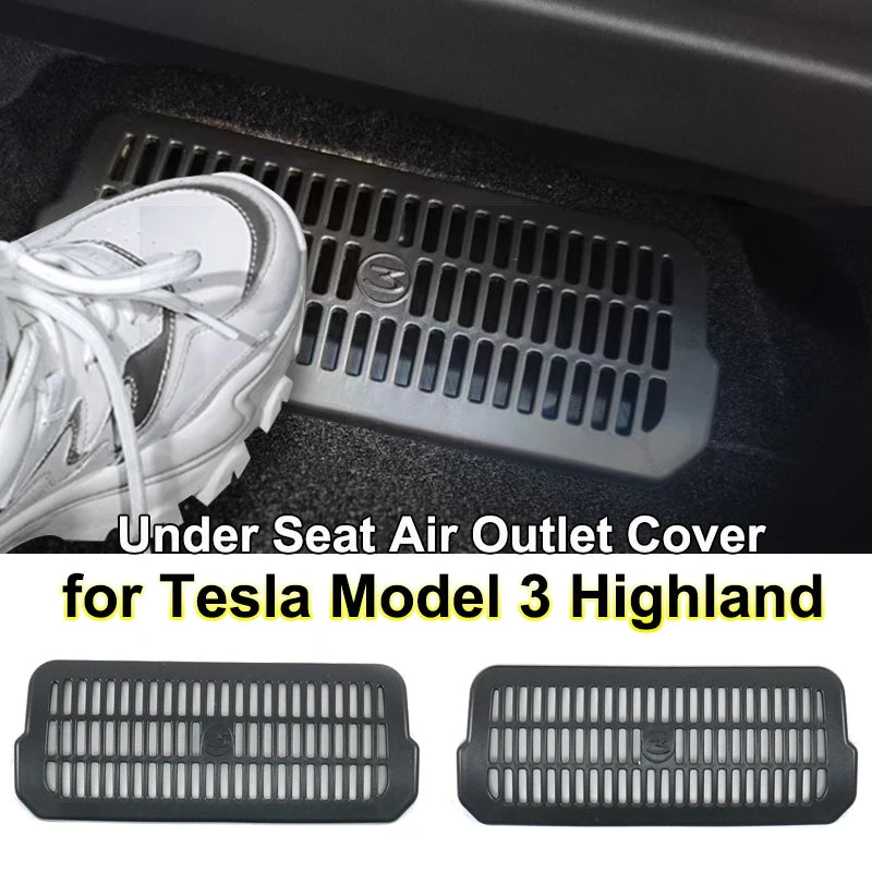 For Tesla New Model 3 Highland 2024 Under Seat Rear Air Vent Protect Cover Anti-blocking Backseat Outlet Grille Protector Parts