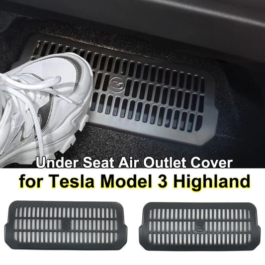 For Tesla New Model 3 Highland 2024 Under Seat Rear Air Vent Protect Cover Anti-blocking Backseat Outlet Grille Protector Parts