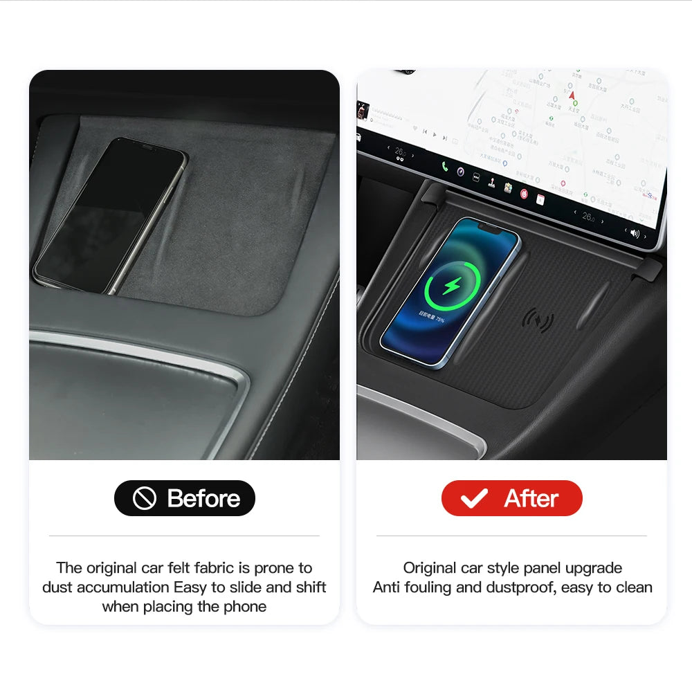 YZ For Tesla Model 3 Y Highland Juniper 2021-2025 Silicone Anti-skid Pad For Tesla Car Phone Wireless Charging Pad Accessories