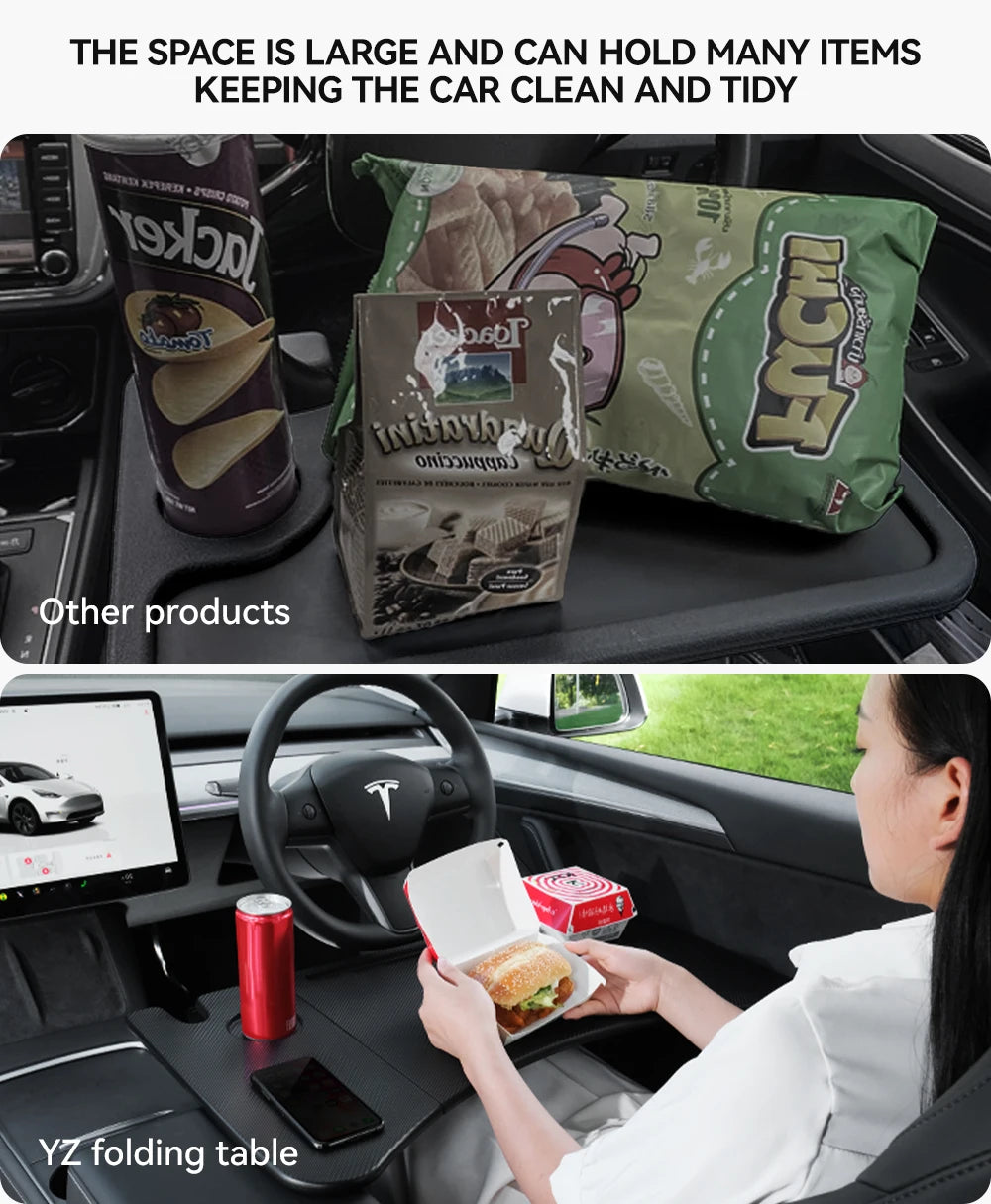 YZ Table Desk For Tesla Model 3 Y Highland Juniper 2021-2025 Car Steering Wheel Laptop Tray Food Desk Portable Office Table