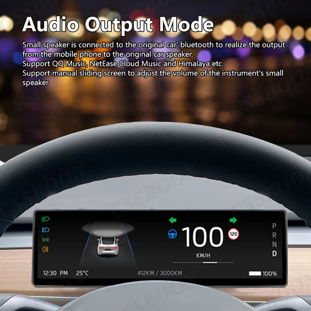 CSSBOON 8.8" Linux System Tesla Car Instrument Cluster Won't Block Airvents Dashboard Touch Display HUD for Tesla Model y/3