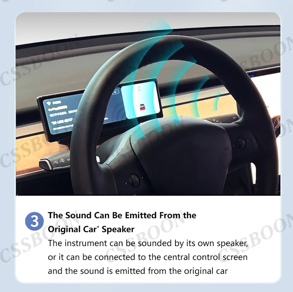 CSSBOON 8.8" Linux System Tesla Car Instrument Cluster Won't Block Airvents Dashboard Touch Display HUD for Tesla Model y/3