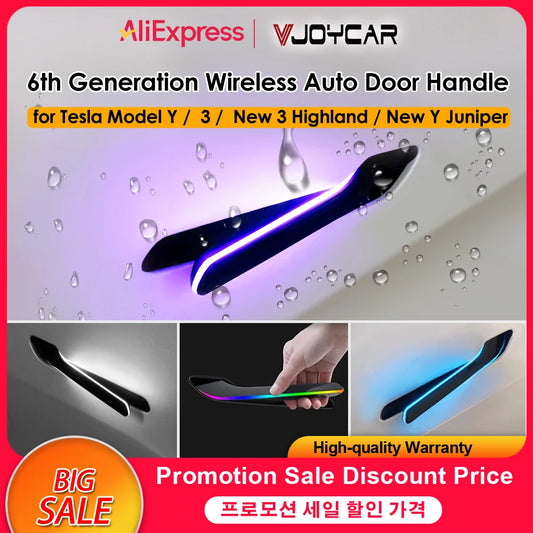 2025 Update 6th Gen Wireless Auto Presenting Door Handle for Tesla Model Y / 3 / 3 Highland / Y Juniper Colorful / One LED Light