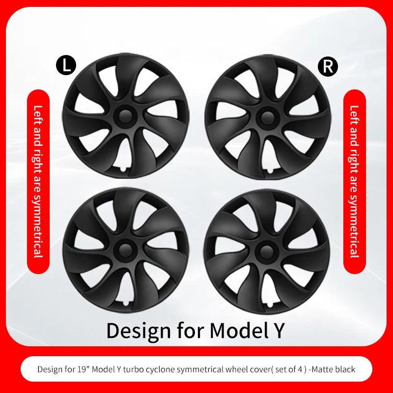 4PCS Design for TESLA Model Y 2020-2024 Vehicle Full Coverage Storm Wheel Cover Cap 19 Inches Wheel Hubcap Automobile Accessorie