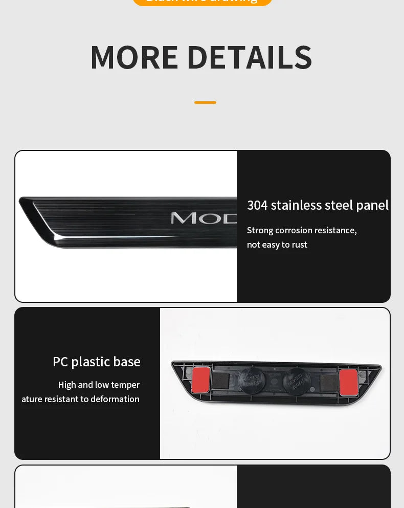 New Wireless LED illuminated Pedal Magnet Car 4xDoor Sills Protector Model Y Model 3 Door Edge Protectors For Tesla Accessories