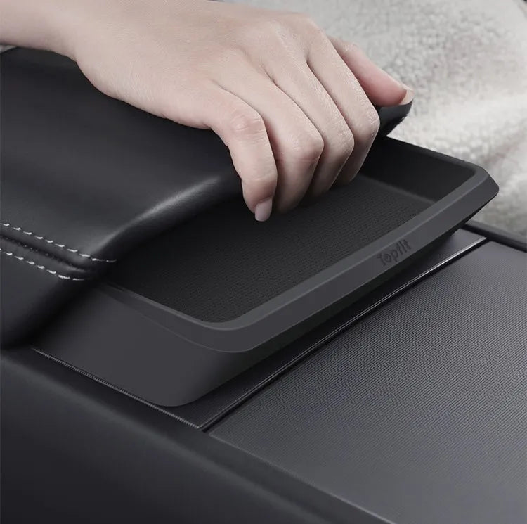 For Tesla Model 3 HIghland Armrest Glasses Storage Box For 2024 Tesla Model 3 Silicone Phone Storage Pocket