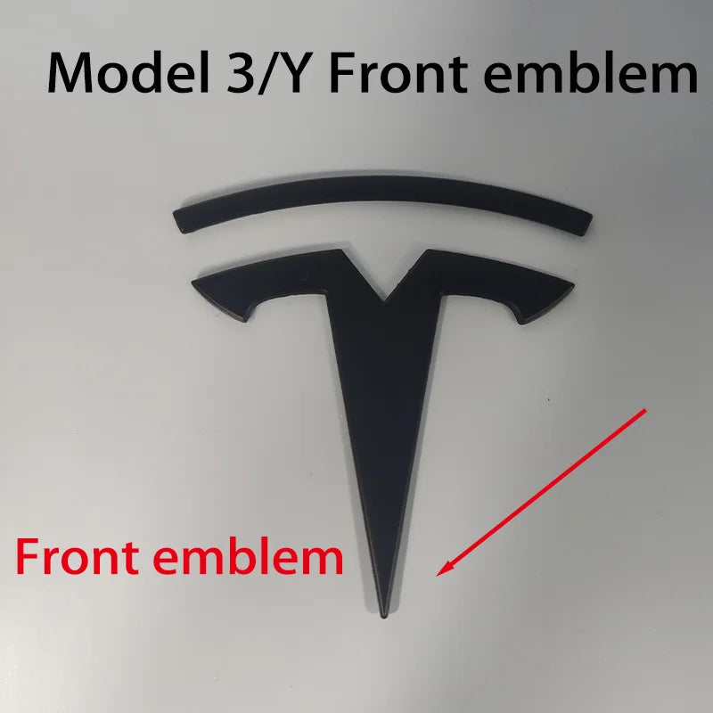 Tesla Car Front Emblem Rear Trunk Emblem Sticke for Model 3 Mode Y metal logo replacement rear and rear logos blackening