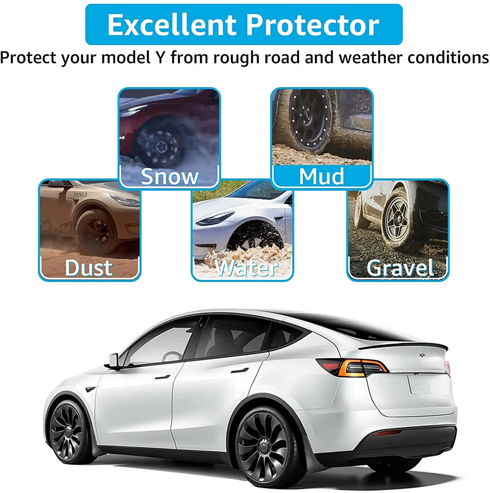 Mud Flaps for Tesla 2020 - 2024 2025 Model Y Juniper Splash Guards Fender No Drilling No Tape All Weather Mudflaps Accessories