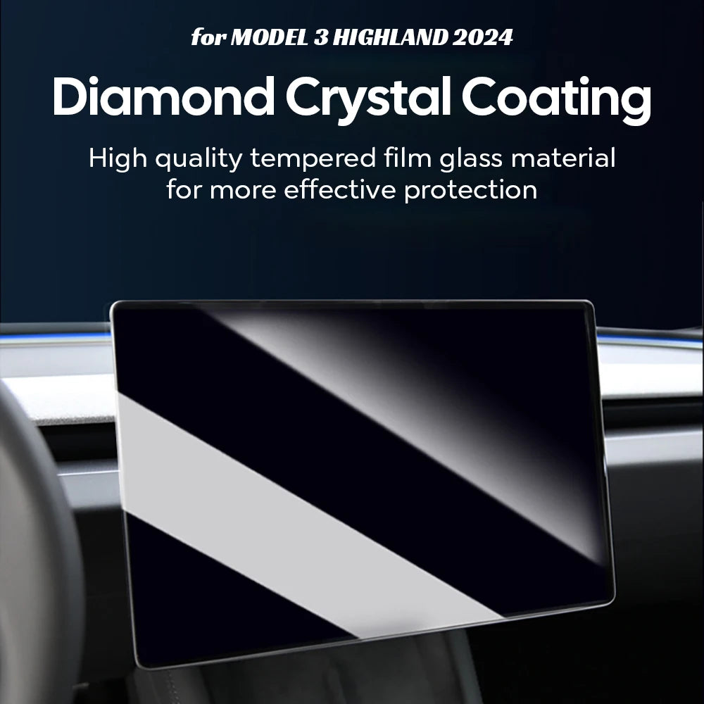 Tempered Glass Film Protector for New Tesla Model Y Juniper 2025 Launch Model 3 Highland 2024 Front and Rear Screen Protective