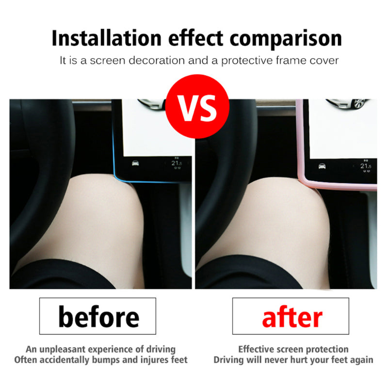 For Tesla Model 3 Y Silicone Protective Frame Edge Cover Central Control Car Accessories Navigation Screen Protector Pink White