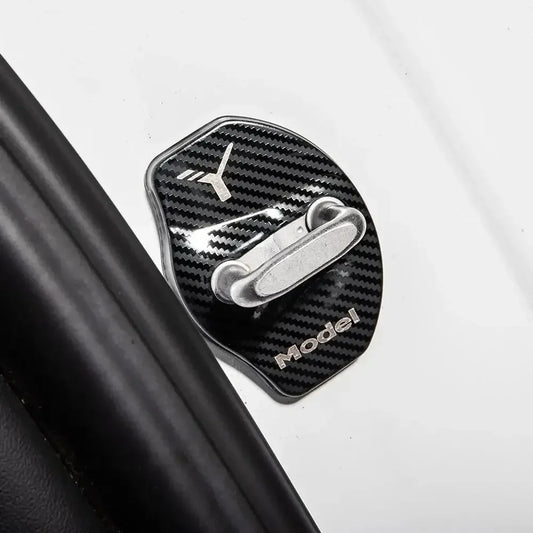 Car Door Lock Buckle Cover Door Lock For Tesla Model Y Carbon Fiber Metal  Sticker Protector Accessories Decoration