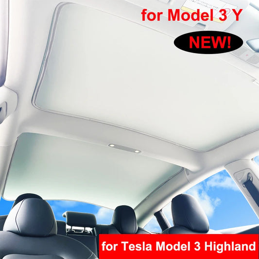 Sun Shades For Tesla Model Y Juniper 2025 LAUNCH Model 3+ Highland 2024 Ice Cloth Buckle Sun Glass Front Rear Sunroof Skylight