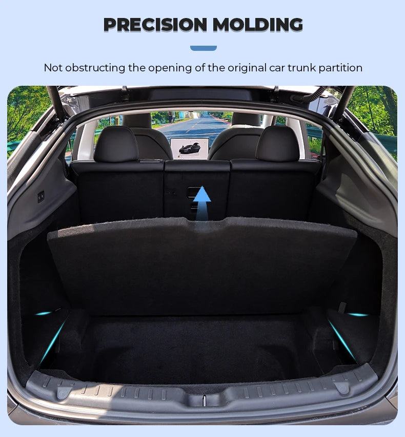 Futhope Car Trunk Side Storage Box For Tesla Model Y New juniper Flocking Cover Mat Partition Board Stowing Space Decoration