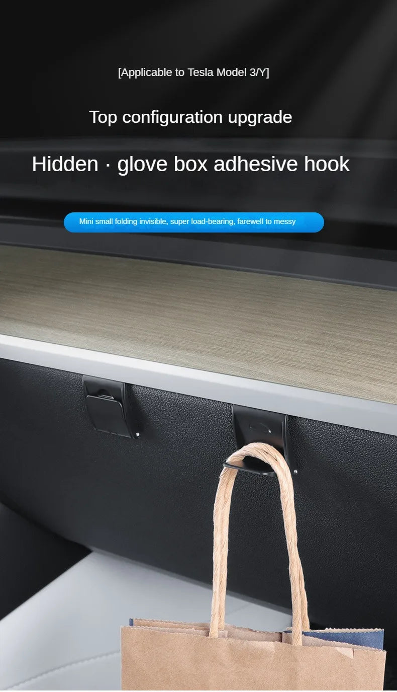 Glove Box Hidden Hook For Tesla Model 3 Highland 2024 Model Y Passenger Purse Bag Hanger Umbrella Holder New Model3 Accessories