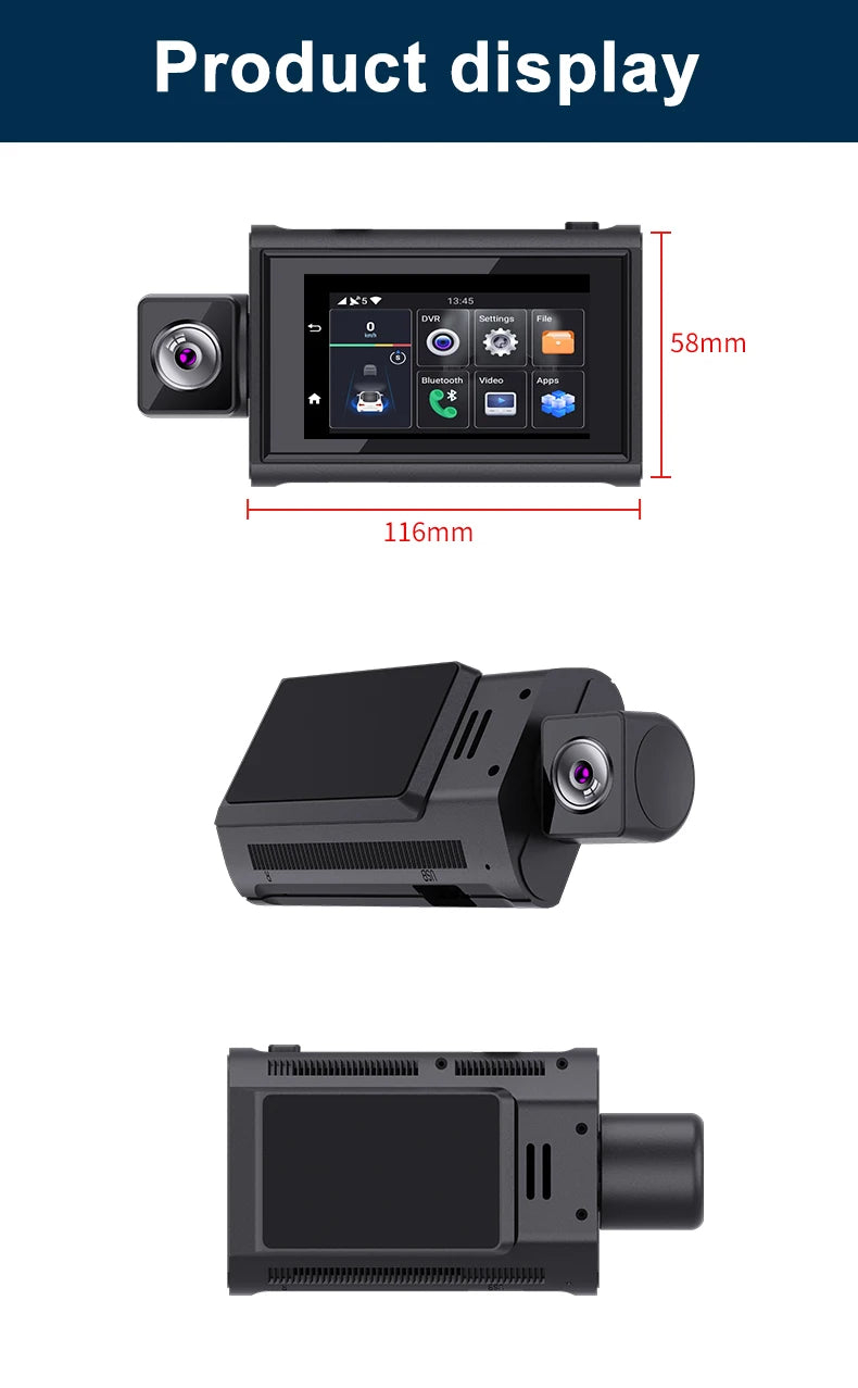 Dash Camera For Cars Rear And Front Dashcam WiFi With 4g Gps Adas Support 4g Remote Monitor Android 10 2+32g