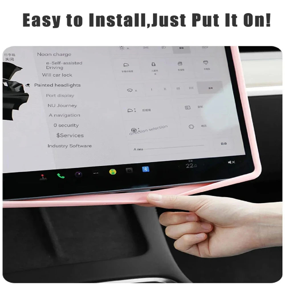 Silicone Screen Protective Frame For Tesla Model 3 Y Edge Cover Central Control Navigation Screen Protector Trim Car Accessories