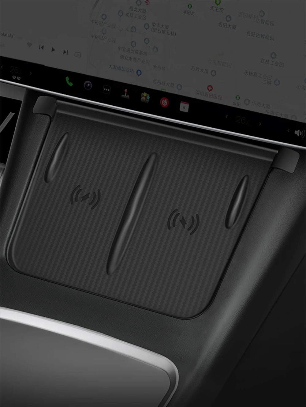 YZ For Tesla Model 3 Y Highland Juniper 2021-2025 Silicone Anti-skid Pad For Tesla Car Phone Wireless Charging Pad Accessories