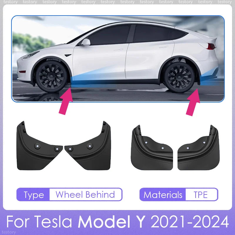 Mudguards for Tesla Model Y 2021-2024 Accessories TPE Mud Flaps Front Rear Wheel Fender Mudflaps for Tesla Model Y 2024 Mudguard