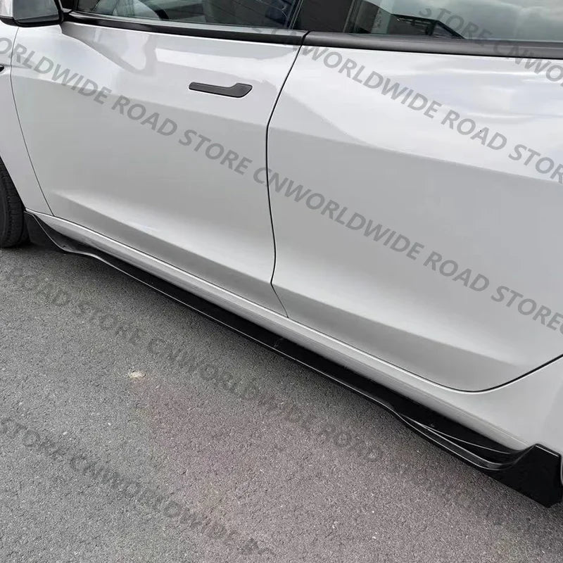 For Tesla Model 3 Y Highland 2017-2024 Side Skirts Body Kits Carbon Fiber Pattern Black ABS Fast Tunning For Tesla Accessories