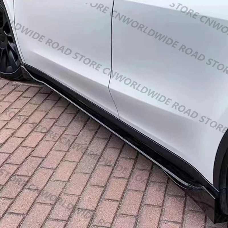 For Tesla Model 3 Y Highland 2017-2024 Side Skirts Body Kits Carbon Fiber Pattern Black ABS Fast Tunning For Tesla Accessories