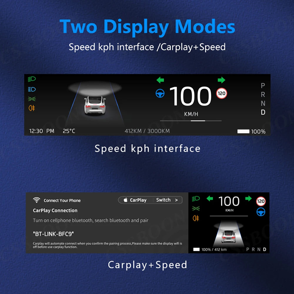 CSSBOON 8.8" Linux System Tesla Car Instrument Cluster Won't Block Airvents Dashboard Touch Display HUD for Tesla Model y/3