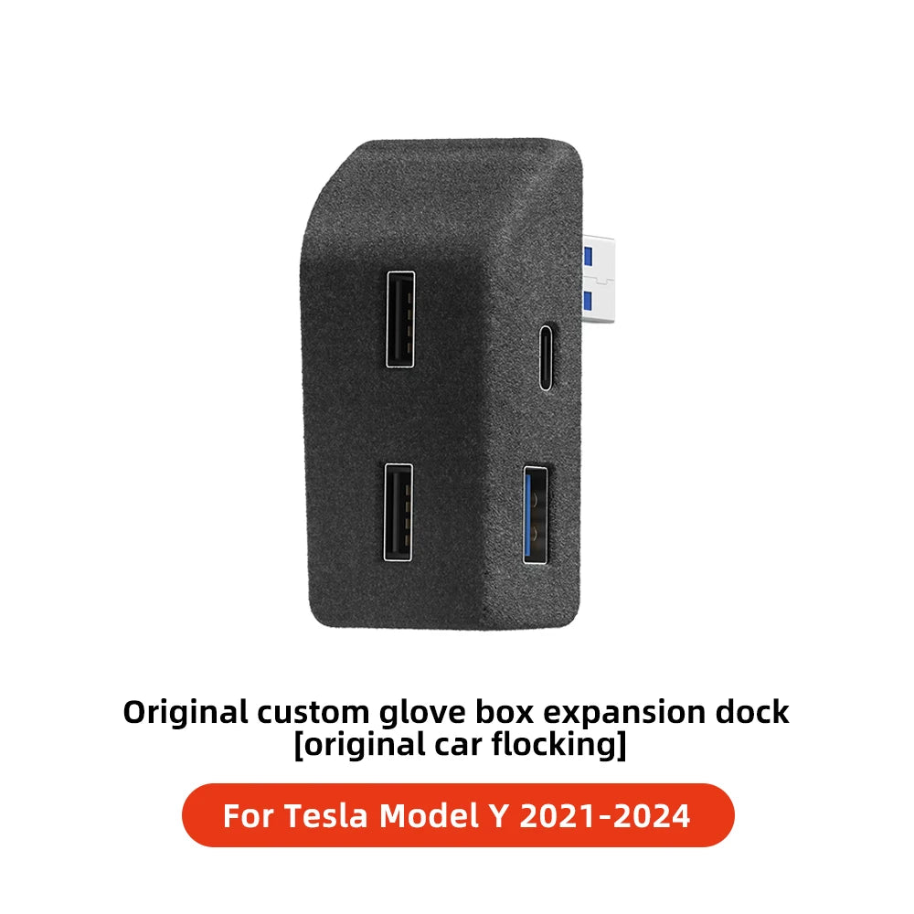 YZ For Tesla Model 3 Y Highland Juniper 2021-2025 Glove Box Flocking USB HUB Adapter Quick Charger Car Accessories