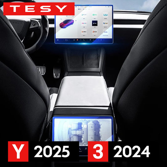 Tempered Glass Film Protector for New Tesla Model Y Juniper 2025 Launch Model 3 Highland 2024 Front and Rear Screen Protective