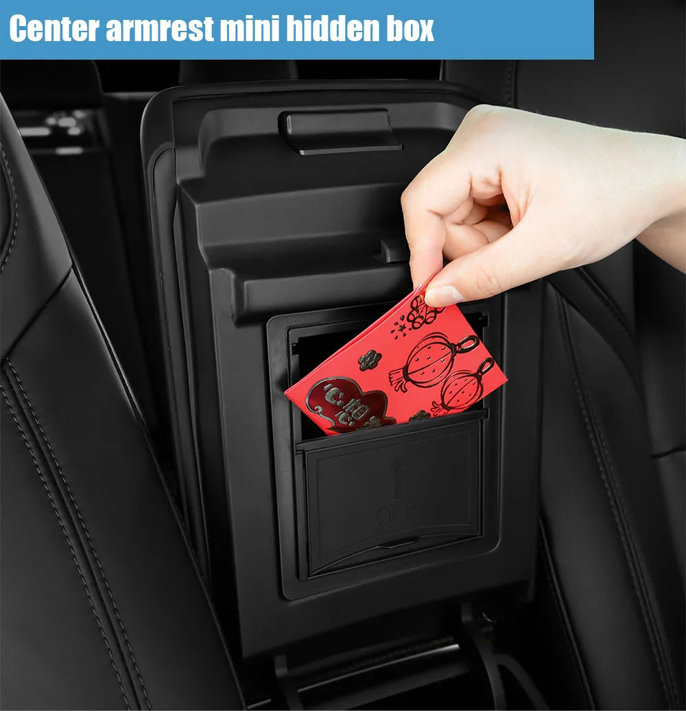 For Tesla Model 3 Highland 2025 Model Y 2021-2025 Center Armrest Hidden Storage Box Cup Holder Console Organizer Box Accessories