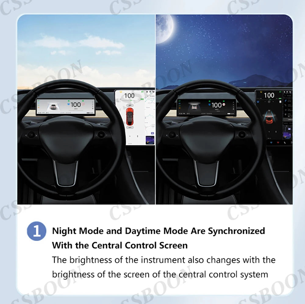 CSSBOON 8.8" Linux System Tesla Car Instrument Cluster Won't Block Airvents Dashboard Touch Display HUD for Tesla Model y/3