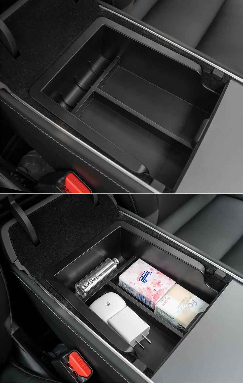 For Tesla Model 3 Highland 2025 Model Y 2021-2025 Center Armrest Hidden Storage Box Cup Holder Console Organizer Box Accessories