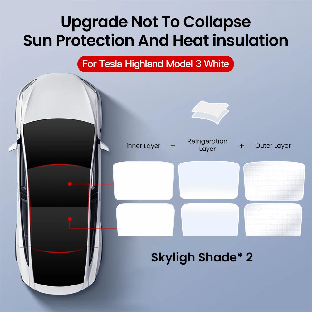 YZ For Tesla Model 3 Y Highland 2021-2024 sun visor for car Upgrade Ice Cloth Buckle Sun Shades Glass Roof Skylight Vehicle