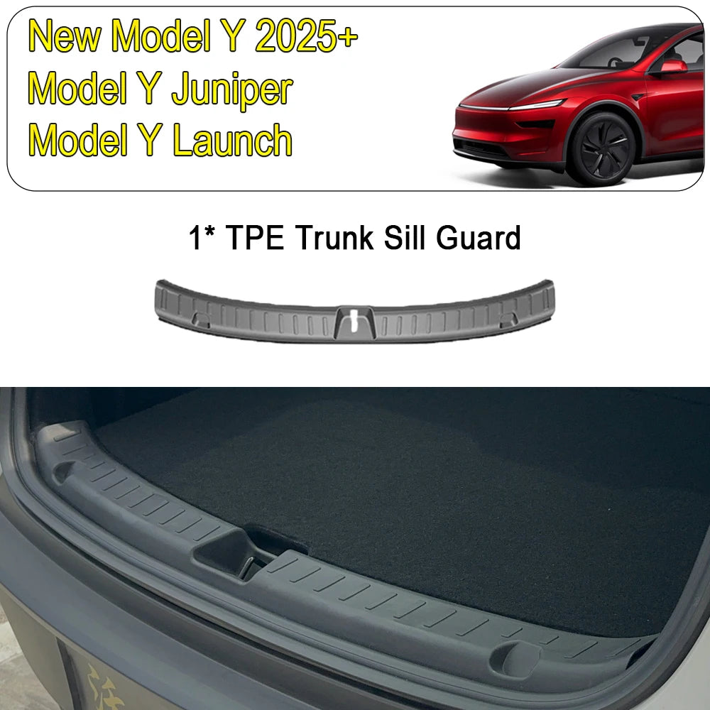 Rear Trunk Bumper Protector Guard For Tesla Model Y Juniper Launch Accessories 2025 2024 Trunk Threshold Sill Cover Mat Plate