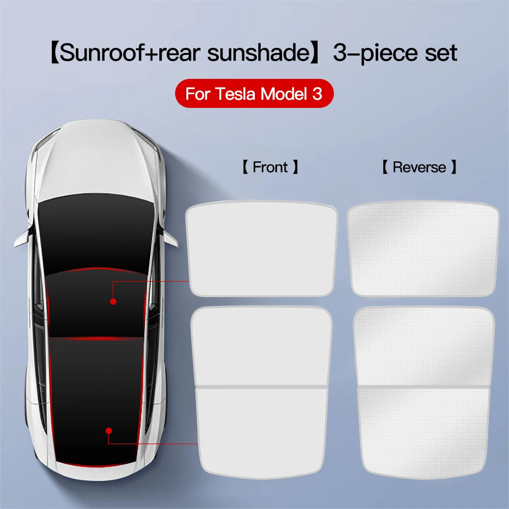 YZ For Tesla Model 3 Y Highland 2021-2024 sun visor for car Upgrade Ice Cloth Buckle Sun Shades Glass Roof Skylight Vehicle