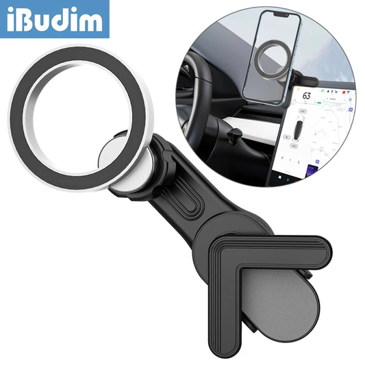 iBudim Magnetic Phone Holder for Tesla Car Display Screen Side 360 Degree Rotation Magnet Car Mount for iPhone 15 ProMax MagSafe
