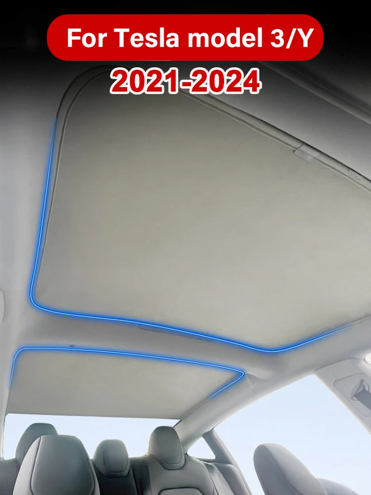 For Tesla Model 3 Y 2021-2024 highland Ice Cloth Buckle SunShades Glass Roof Sunshade Front Rear Sunroof Skylight
