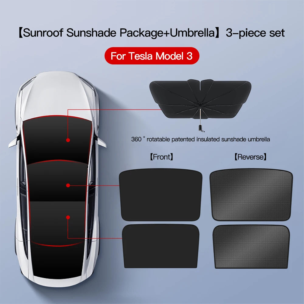 YZ For Tesla Model 3 Y Highland 2021-2024 sun visor for car Upgrade Ice Cloth Buckle Sun Shades Glass Roof Skylight Vehicle