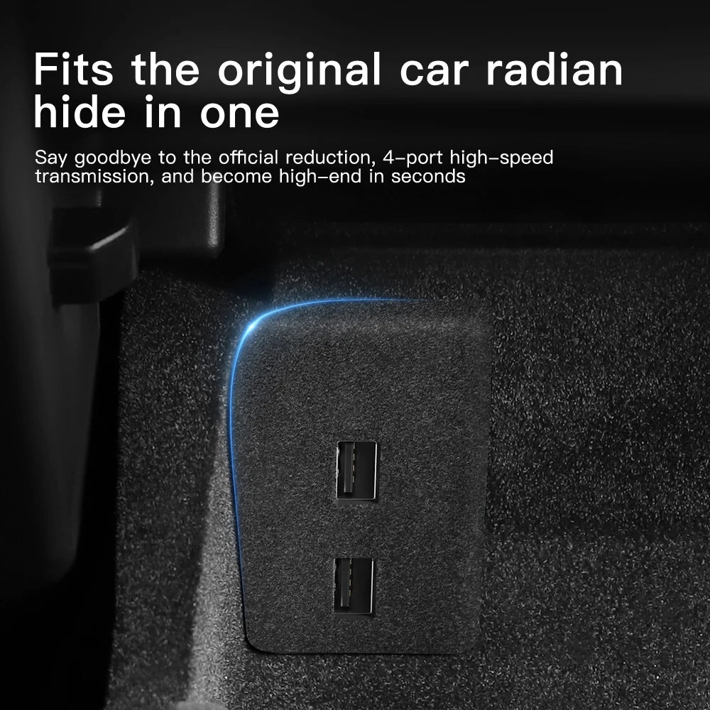 YZ For Tesla Model 3 Y Highland Juniper 2021-2025 Glove Box Flocking USB HUB Adapter Quick Charger Car Accessories