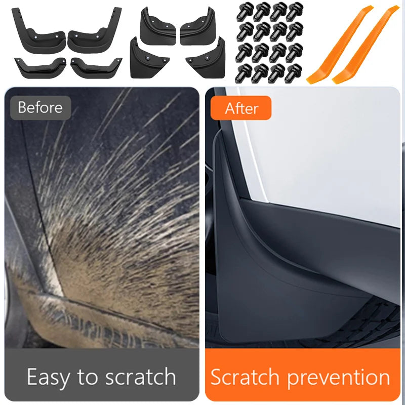 Mudguards for Tesla Model Y 2021-2024 Accessories TPE Mud Flaps Front Rear Wheel Fender Mudflaps for Tesla Model Y 2024 Mudguard