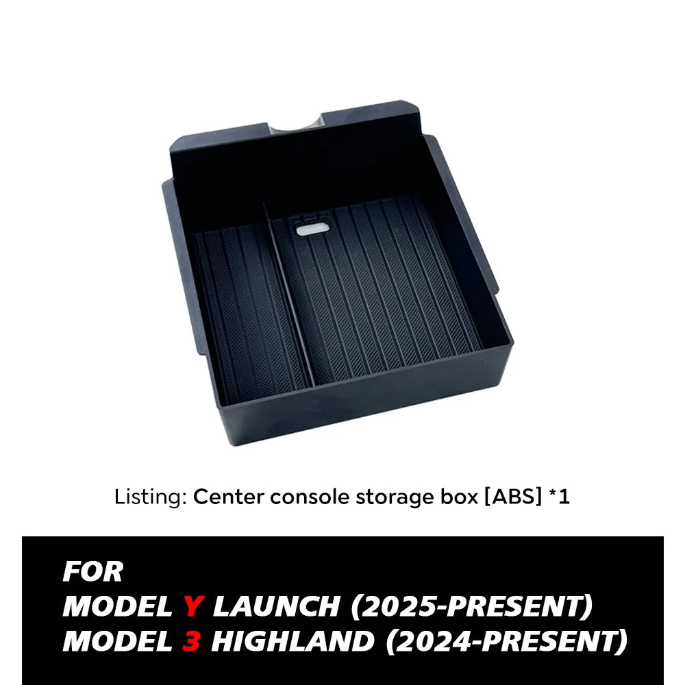 for Tesla Model 3 Highland 2024 Console Armrest Storage box Interior Organizer ABS Rubber Pad or Flocking