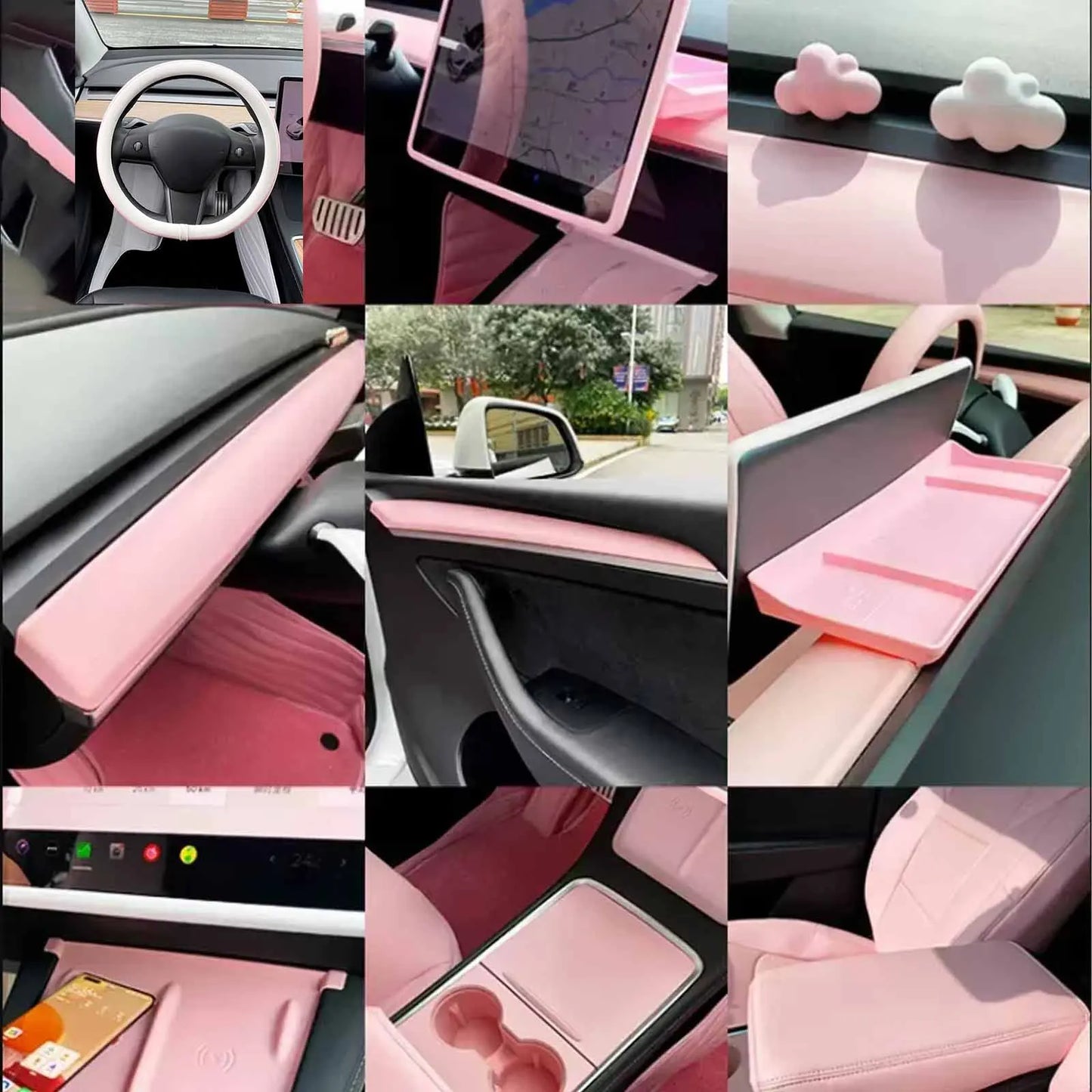 Tesla Model 3 highland Model Y juniper Center Console Storage Box Steering Wheel Cover Screen Frame Armrests Water Cup Limiter