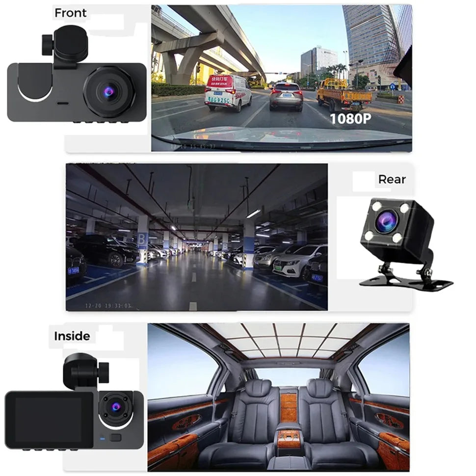 Dash Cam for Cars Camera HD 1080P Video Recorder Dashcam DVR Black Box Dual Lens DVR with Rear View Camera for Vehicle