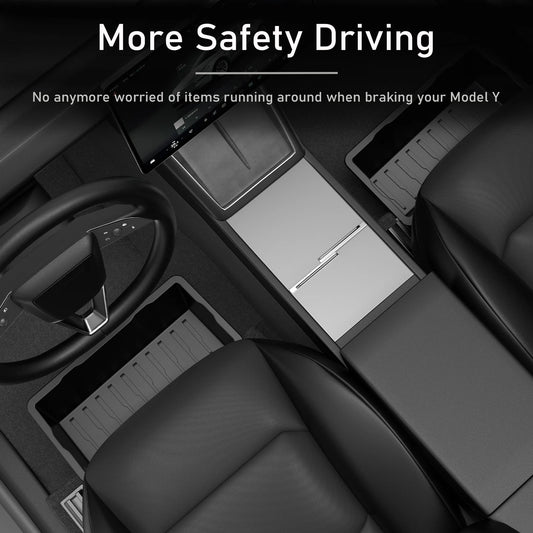 Under Seat Storage Box For Tesla Model Y Juniper 2025 Center Console Organizer Bins Front Backseat Bag Trash Tray Accessories