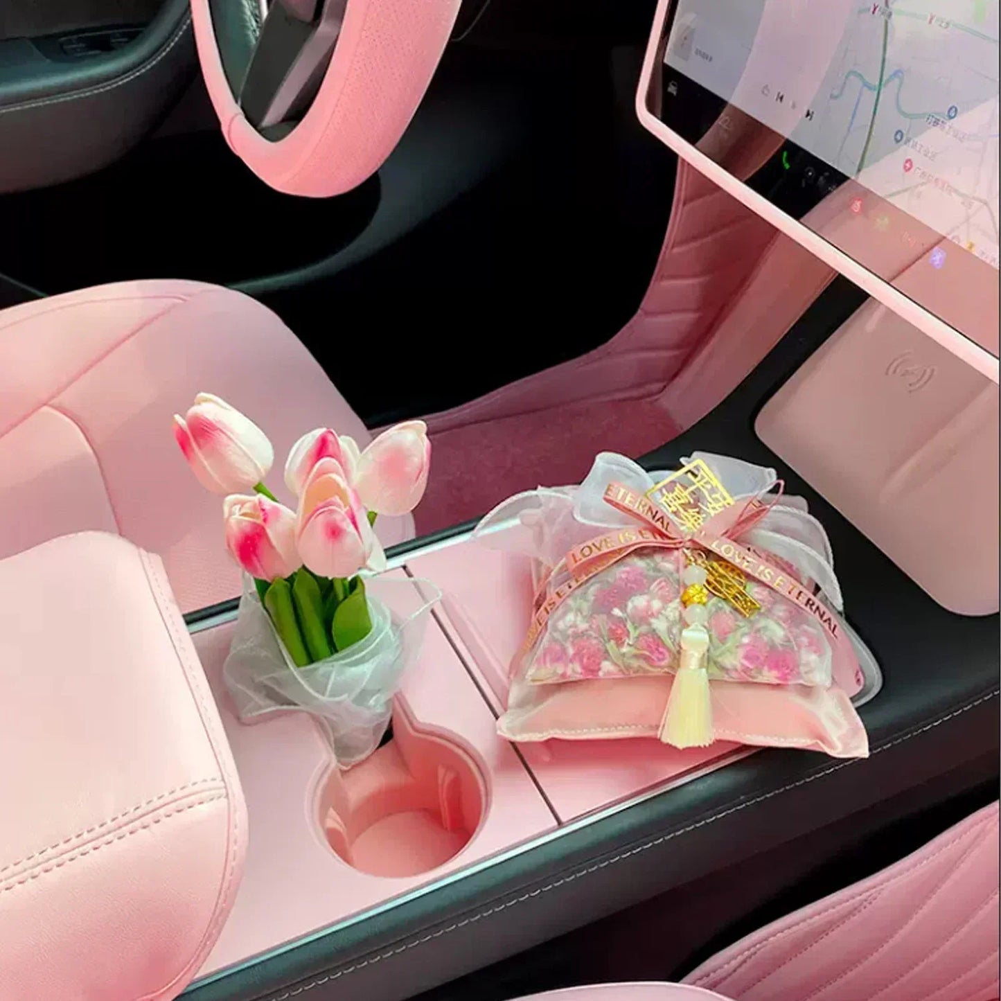 Tesla Model 3 highland Model Y juniper Center Console Storage Box Steering Wheel Cover Screen Frame Armrests Water Cup Limiter