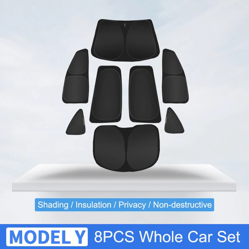 Car Sun Shade for Tesla Model 3 Y 2017-2025 Windshield Sunshade Cover Protector Front Side Window Privacy Blind Shading Kids