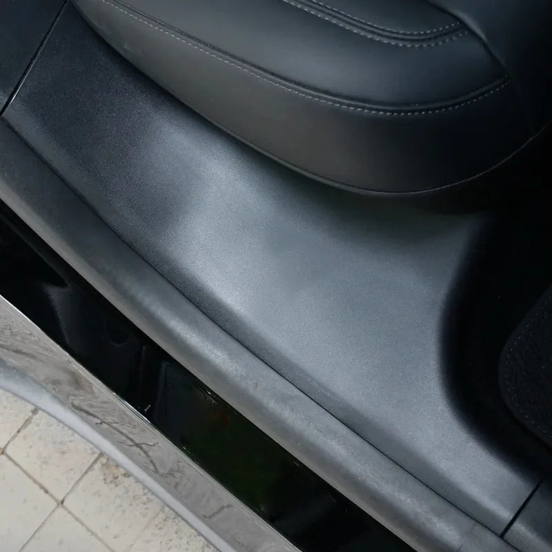 2pcs Rear Door Sill Guards For Tesla Model Y ABS Inner Protector Plate Cover Trim Car Anti-Dirty Bumper Welcome Pedal Kick Pad