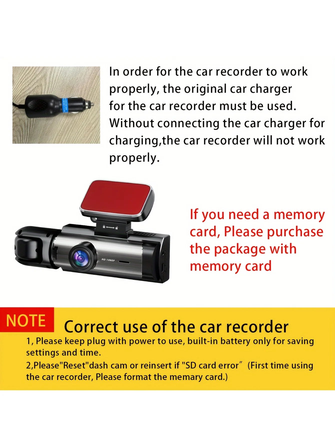 Dash Cam for Cars Dual Camera Front 1080P and Inside 720P with IR Night Vision, Loop Recording, and Wide Angle Lens