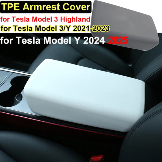 For Tesla Model 3 Y 2023 2024 Juniper 2025 Accessories Armrest Protector Box Cover TPE Center Console Panel Pad Model3 Highland