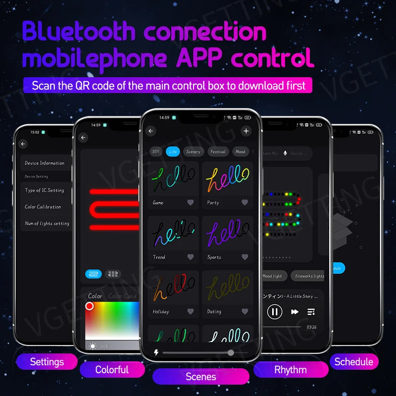 Vgetting For Tesla Car Ambient Lights USB LED Interior RGB Symphony Atmosphere Lamp APP Control Remote For Universal Car Models
