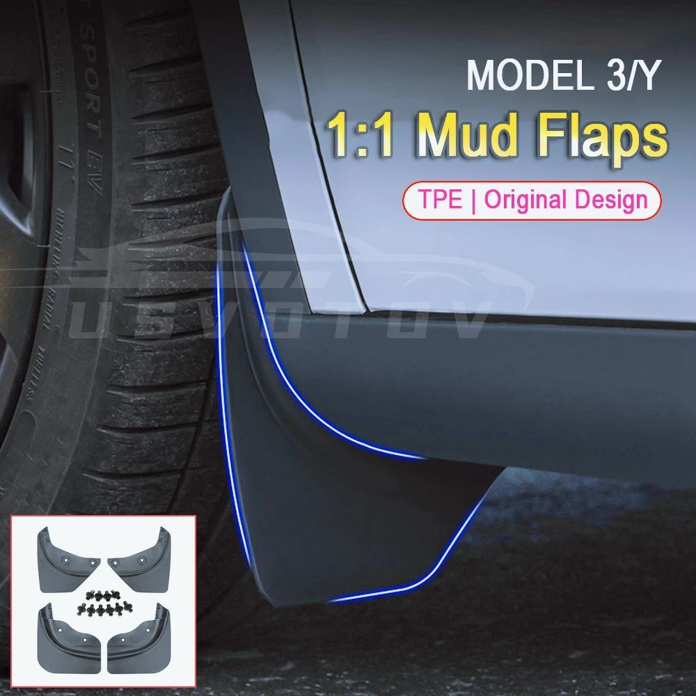 Soft Mud Flaps For Tesla Model 3 Y Juniper 2025 2024 Accessories TPE Mudguards Fender Anti-Snow Anti-Sand Guard Protector Cover